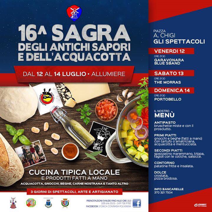 12-13-14 Luglio 2019 - 16° Sagra degli Antichi Sapori e dell' Acquacotta - Allumiere (Rm)
